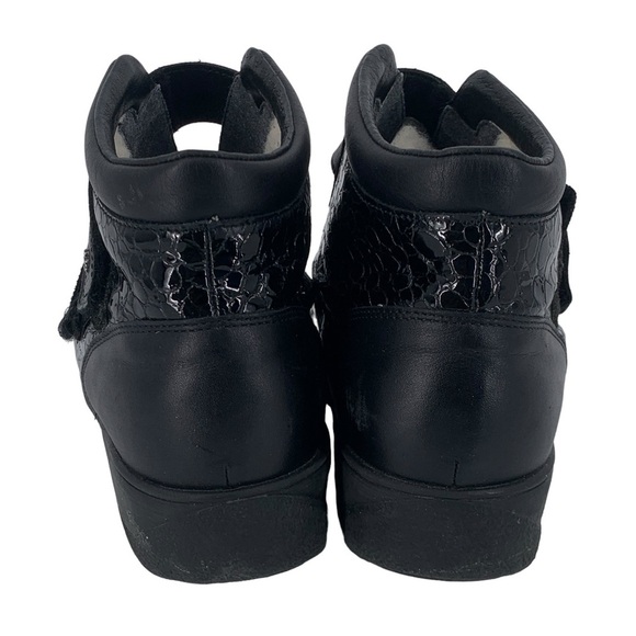 Finn Comfort Boots Womens 7 Black Snow Winter Leather Hook and Loop Snakeskin - Picture 6 of 9